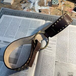 Streets Ahead Dark Brown Studded Belt Leather Waist / Low Fit